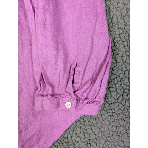 Lauren Ralph Lauren LRL Top Blouse Women Purple Ruffle Button Up Linen Career M - Picture 5 of 10